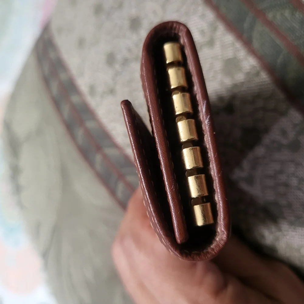 Burberry Brown and Cream Key Card Holder with Classic Check Pattern